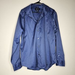 Kenneth Cole Navy Dress Shirt Slim Fit - Button Up - Men Shirt